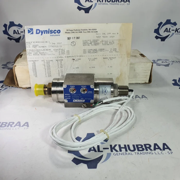 DYNISCO PT303-2.5C GAS TURBINE PRESSURE TRANSMITTER, PRESSURE SENSOR, TRANSDUCER, 250 PSIG, G.E.No. 277A2910-11